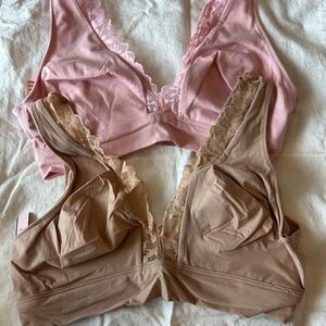 Victoria's Secret Pink and Tan Plunge Bralettes